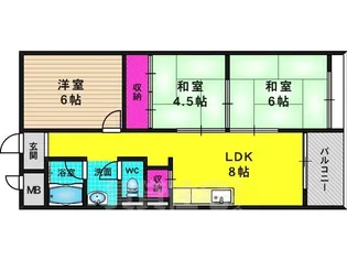 サンコーポ安井【4階】の間取り