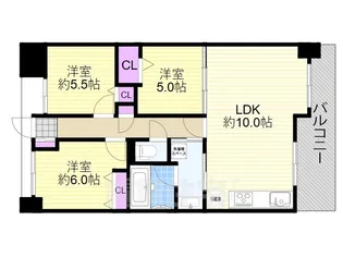 ライオンズクオーレ御幣島駅前ヴェルデ【3階】の間取り