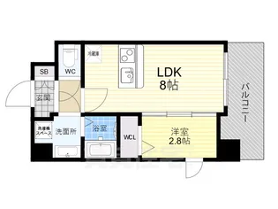 大阪府大阪市中央区瓦屋町2丁目【マンション】の間取り