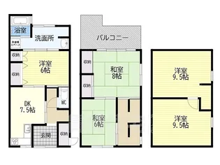 大阪府東大阪市上六万寺町【一戸建】の間取り