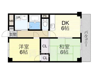 大阪府堺市堺区旭ヶ丘南町3丁【マンション】の間取り