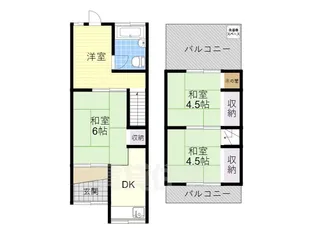 大阪府松原市天美西1丁目【テラスハウス】の間取り