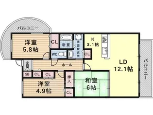 フランフォーレしらさぎ【8階】の間取り