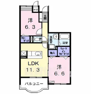 ラ・ビアージュ【1階】の間取り