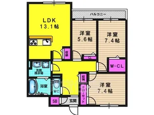 ハープアベニュー長岡京【307号室】の間取り