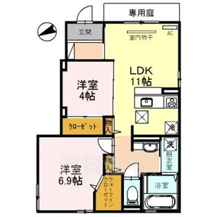 シャルモント勝竜寺【1階】の間取り
