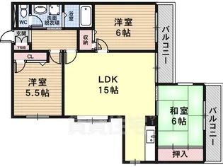 第三高橋ハイツ【3階】の間取り
