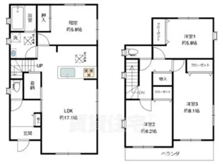 滋賀県大津市雄琴5丁目【一戸建】の間取り