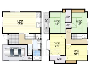 奈良県大和郡山市九条町【一戸建】の間取り