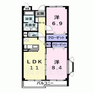 ファインヒル吉根B【1階】の間取り
