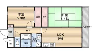 シェーヌ吉祥院 (Chez Nous 吉祥院)【2階】の間取り