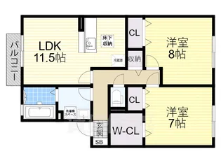 グラン・シャリオ萱振B棟【1階】の間取り