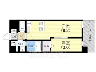 レジュールアッシュ神戸湊川公園【8階】の間取り