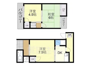 大阪府松原市上田1丁目【テラスハウス】の間取り