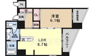 ライジングコート京都西院フロンティア【7階】の間取り