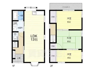 大阪府東大阪市若江東町1丁目【一戸建】の間取り