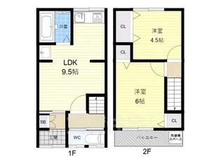 大阪府東大阪市若江東町1丁目【一戸建】の間取り