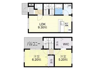 滋賀県栗東市中沢3丁目【テラスハウス】の間取り
