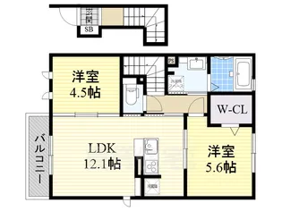 ルミエール東太子【2階】の間取り