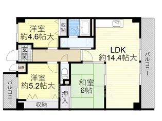 大阪府豊中市西緑丘3丁目【マンション】の間取り