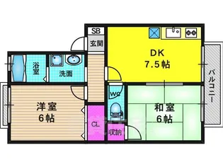 ハイカムール上桂【1階】の間取り