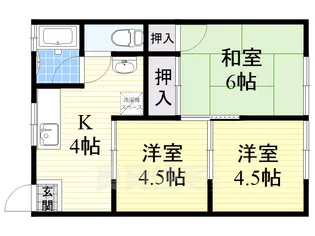 マンション甘樫【1階】の間取り