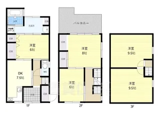 大阪府東大阪市上六万寺町【一戸建】の間取り