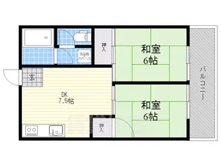 コーポみどりE棟【2階】の間取り