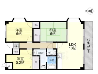 L・コート石切【3階】の間取り