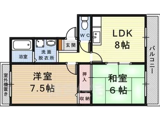 グレイス西難波【2階】の間取り