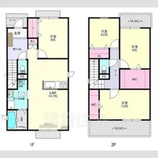 愛知県名古屋市港区宝神2丁目【一戸建】の間取り