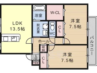 カトルセゾンA棟【1階】の間取り