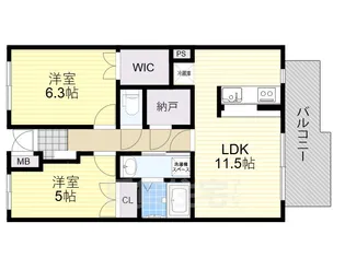 木津南パークサイドヴィレッヂ【3階】の間取り
