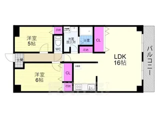 グランドハイツ洛南【6階】の間取り