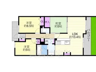 リバーガーデン出来島【1階】の間取り