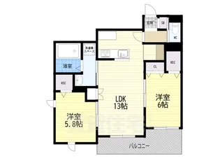 コウサス・ウエスト【1階】の間取り