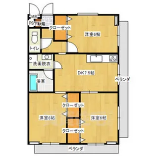 シティーガーデン五軒家【3階】の間取り