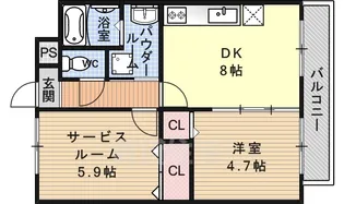 プラシド七瀬川【2階】の間取り