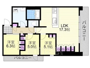 ルネ加島駅前パークフロント【8階】の間取り
