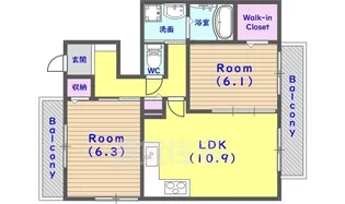 ウィンディアコリーヌ F棟【1階】の間取り