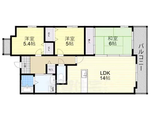 カステッロはなふさ長居【1階】の間取り