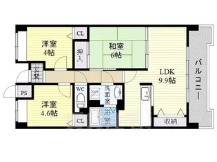 平野元町日興マンション【4階】の間取り