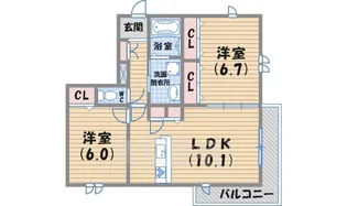 サンライジング伏原【2階】の間取り