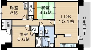 ザ・ガーデネスクシティアクア館【6階】の間取り