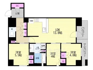 ファインレジデンス烏丸五条【3階】の間取り