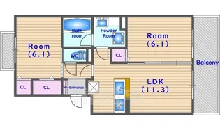 グランソレイユ西院 A棟【3階】の間取り