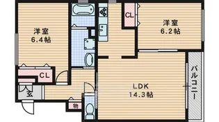 ドミールK&M門真【3階】の間取り