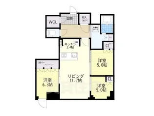 ジオタワー大阪十三【35階】の間取り