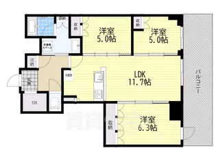 ジオタワー大阪十三【35階】の間取り