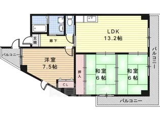 オーブたちばな【3階】の間取り